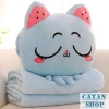 Gối mền mèo con 3 trong 1 nỉ nhung cực mịn - Bộ chăn gối văn phòng 139k 3