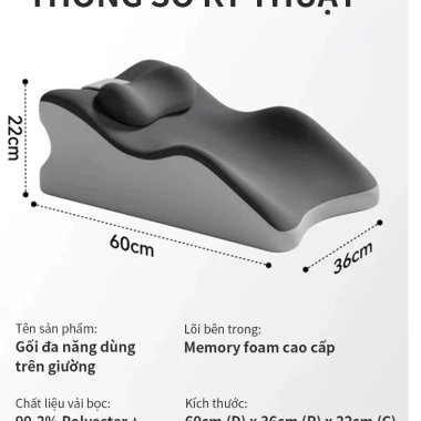 Gối Nằm Sấp Kê Lưng Memory Foam Công Thái Học - Giảm Đau Cổ Vai Gáy, Ngủ Ngon, 99.000 VND 8