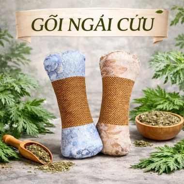 Gối Ngải Cứu Thảo Dược Vuông Mềm - Giảm Đau Cổ Vai Gáy, Ngủ Ngon, Giá 169k