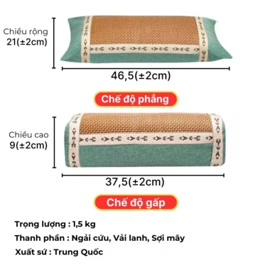 Gối Ngải Cứu Thoáng Mát Tùy Chỉnh Độ Dày, Hỗ Trợ Ngủ Ngon, Giá ưu đãi 156.777 4