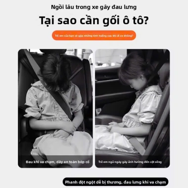 Gối ngủ ô tô tựa lưng ghế sau cho mọi lứa tuổi, an toàn chống đâm, giảm 210.000₫