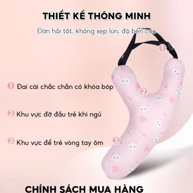 Gối ngủ trên ô tô Hi‑Sleep đa năng đỡ cổ, gối ôm ruột bông an toàn cho bé – Giá 128.000₫