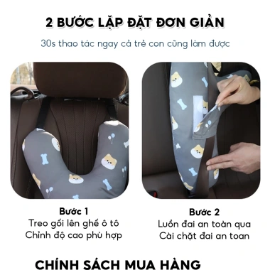 Gối ngủ trên ô tô Hi‑Sleep đa năng đỡ cổ, gối ôm ruột bông an toàn cho bé – Giá 128.000₫