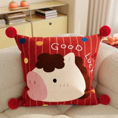 Gối Ngựa Lễ Hội Năm Mới Đỏ - Đệm Lưng Sofa Phòng Khách & Phòng Ngủ