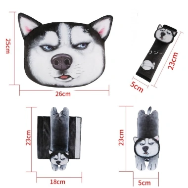 Gối ô tô SEKINEW - Tựa đầu hoạt hình mèo Husky Siberia, vỏ dây an toàn mềm, giá ưu đãi 81.432 VND 2