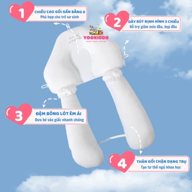 Gối Ôm Chữ U 2in1 Đa Năng Cho Bé Sơ Sinh - Định Hình Đầu, Chống Méo Đầu, Gối Ngủ Ngon 5