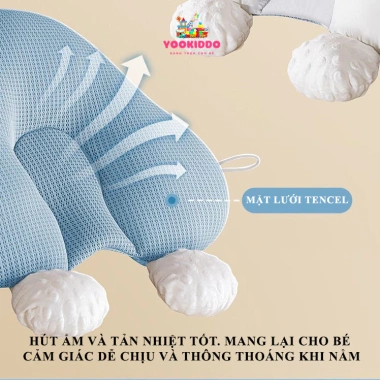 Gối Ôm Chữ U 2in1 Đa Năng Cho Bé Sơ Sinh - Định Hình Đầu, Chống Méo Đầu, Gối Ngủ Ngon 6