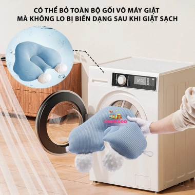 Gối Ôm Chữ U 2in1 Đa Năng Cho Bé Sơ Sinh - Định Hình Đầu, Chống Méo Đầu, Gối Ngủ Ngon 8