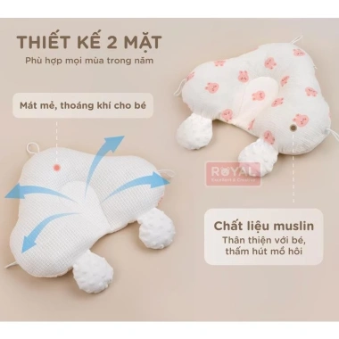 Gối ôm chữ U cao cấp Muslin chống giật mình, định hình đầu, lưới thoáng khí, dây rút tự điều - 130.000 VND 3