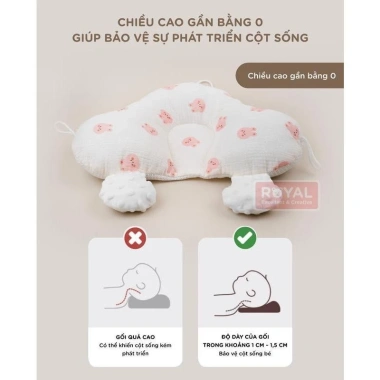 Gối ôm chữ U cao cấp Muslin chống giật mình, định hình đầu, lưới thoáng khí, dây rút tự điều - 130.000 VND 4