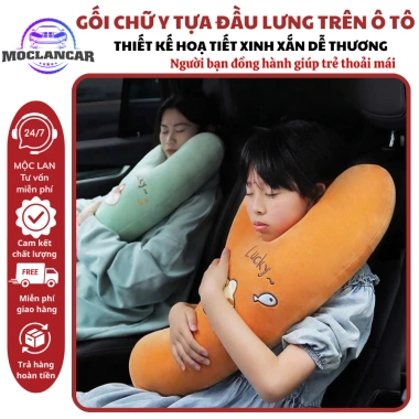 Gối Ôm Chữ Y Dễ Thương Cho Bé Ngủ Trên Ô Tô, Họa Tiết Xinh Xắn, Tựa Đầu