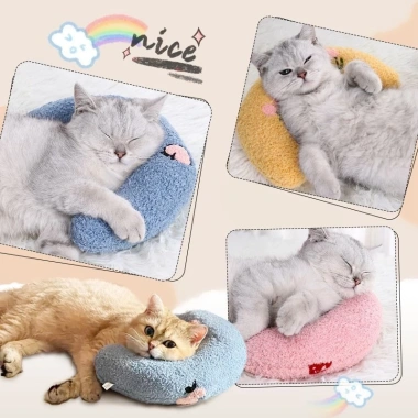 Gối ôm cổ chữ U cho mèo và chó nhỏ, siêu mềm, thoáng khí, giặt được, quanh năm