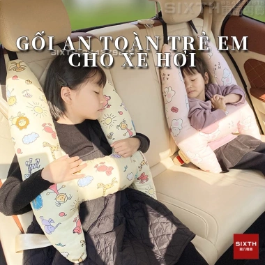 Gối ôm dây an toàn đi xe ô tô – Đệm êm, có chỗ luồn dây, phù hợp trẻ và người lớn