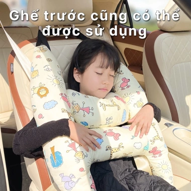 Gối ôm dây an toàn đi xe ô tô – Đệm êm, có chỗ luồn dây, phù hợp trẻ và người lớn