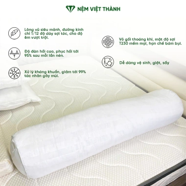 Gối ôm lông vũ Việt Thành to dài mềm mại, trọn cơ thể, khóa kéo, giá 366.000₫ 5