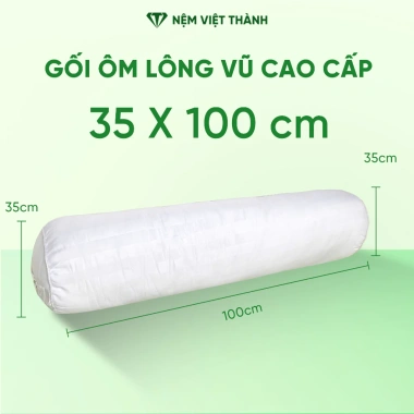 Gối ôm lông vũ Việt Thành to dài mềm mại, trọn cơ thể, khóa kéo, giá 366.000₫ 8