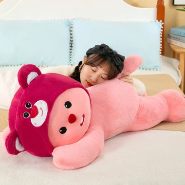 Gối ôm Loopy mũ gấu dâu Lotso - Thú nhồi bông mềm mại, siêu đáng yêu, giảm giá 16% 4