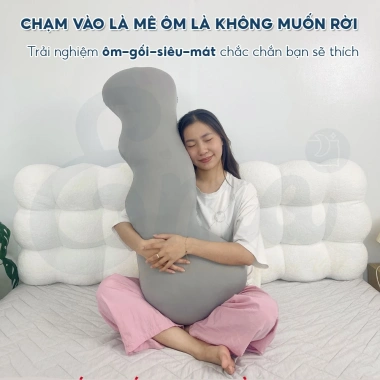 Gối ôm mát lạnh Hi-Sleep 35x100 cho người lớn - Công thái học, vỏ lụa băng thoáng mát, êm ái, giảm giá