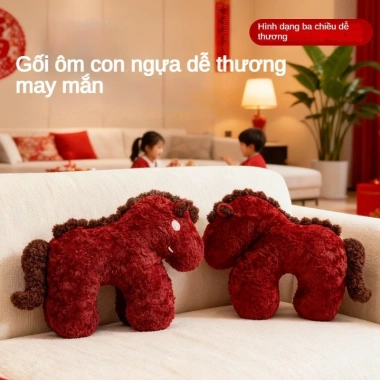 Gối ôm ngựa may mắn 2.026 Đồ trang trí Tết sofa, gối dựa linh vật năm mới, giảm giá 303.000 VND