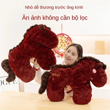 Gối ôm ngựa may mắn 2.026 Đồ trang trí Tết sofa, gối dựa linh vật năm mới, giảm giá 303.000 VND