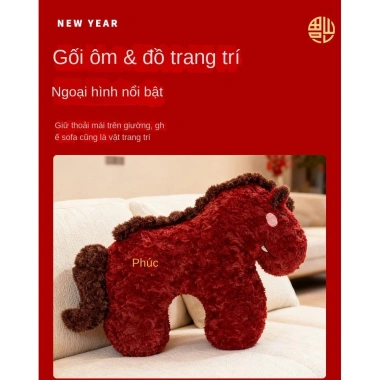 Gối ôm ngựa may mắn 2.026 Đồ trang trí Tết sofa, gối dựa linh vật năm mới, giảm giá 303.000 VND