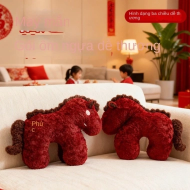 Gối ôm ngựa may mắn 2.026 Đồ trang trí Tết sofa, gối dựa linh vật năm mới, giảm giá 303.000 VND