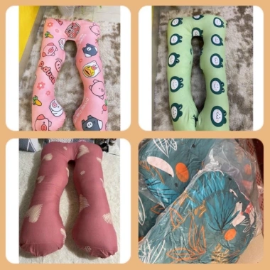 Gối ôm U 100% cotton Hàn Quốc cho bà bầu – Gác chân, tựa lưng, khóa kéo, chỉ 66.900₫