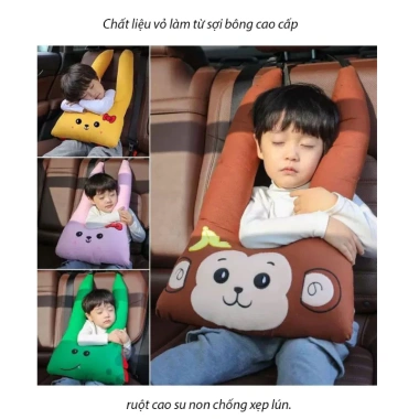 Gối ôm và tựa đầu bé trên ô tô - họa tiết xinh xắn, an toàn, giá ưu đãi 157.5k