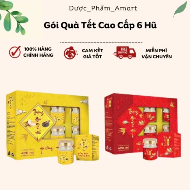 Gói Quà Tết 6 Hũ Yến Sào Chưng Sẵn 70ml - Quà Tặng, Quà Biếu, Quà Sinh Nhật