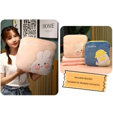 Gối Sang Trọng FASHYUNER 3 trong 1 - Chăn Điều Hòa Di Động, Gấp Hoạt Hình Đa Năng cho Văn Phòng và Giấc Ngủ