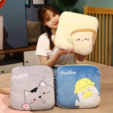 Gối Sang Trọng FASHYUNER 3 trong 1 - Chăn Điều Hòa Di Động, Gấp Hoạt Hình Đa Năng cho Văn Phòng và Giấc Ngủ