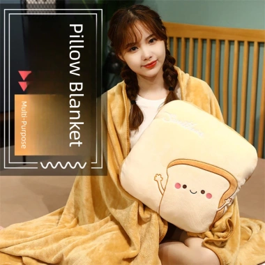 Gối Sang Trọng FASHYUNER 3 trong 1 - Chăn Điều Hòa Di Động, Gấp Hoạt Hình Đa Năng cho Văn Phòng và Giấc Ngủ