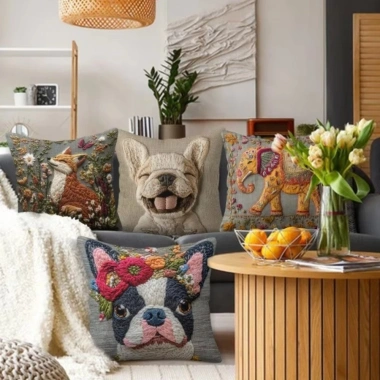 Gối Sofa Bohemian 45cm In Hình Voi, Chim Cừu Vintage - Giá Ưu Đãi 57.996₫