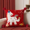 Gối Sofa Pony Đỏ Dễ Thương Đệm lưng, trang trí phòng khách, lễ hội năm mới, 131k 7