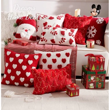Gối Sofa Thêu Hoạ Tiết Noel - Gối Vuông Tựa Lưng Decor Phòng Khách Giáng Sinh, Giá 245k