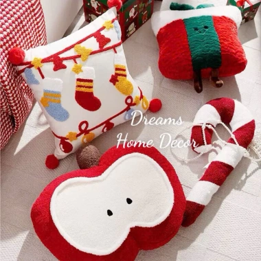 Gối Sofa Thêu Hoạ Tiết Noel - Gối Vuông Tựa Lưng Decor Phòng Khách Giáng Sinh, Giá 245k