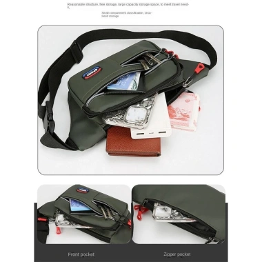 Gói thắt lưng điện thoại nam chống trộm - Fanny Pack thời trang đa lớp, túi đeo ngực ngoài trời