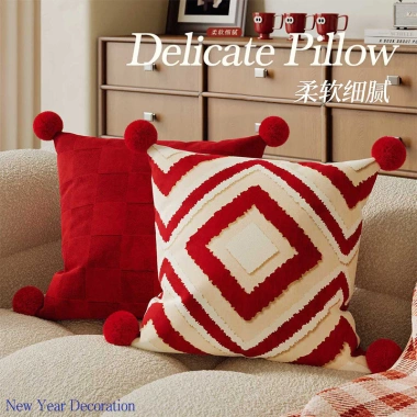 Gối trang trí nhà màu đỏ, đệm lưng sofa thân thiện da, tháo rời & giặt được 181.488₫