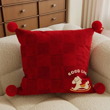 Gối trang trí nhà màu đỏ, đệm lưng sofa thân thiện da, tháo rời & giặt được 181.488₫