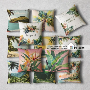 Gối Trang Trí Sofa Tropical 45x45cm Set 40 mẫu - Giá chỉ 48.900 VNĐ, chất liệu bền, thiết kế nhiệt đới sang trọng