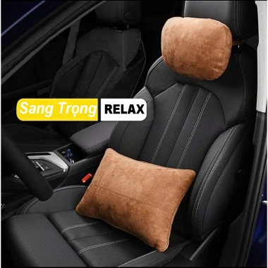 Gối tựa đầu, cổ, lưng ô tô da lộn mec cao cấp - giảm đau cổ, lưng, vai gáy, giá 78.000 VND