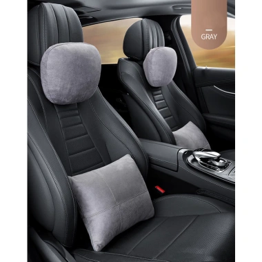 Gối tựa đầu, cổ, lưng ô tô da lộn mec cao cấp - giảm đau cổ, lưng, vai gáy, giá 78.000 VND