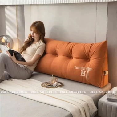 Gối Tựa Đầu Giường Tam Giác 1m5-1m8 Tai Gấu Thêu 19 Màu - Giá Ưu Đãi 509k