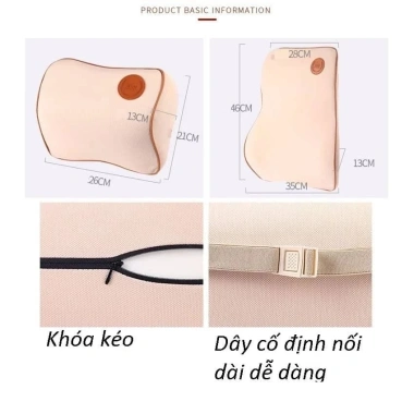 Gối tựa đầu & kê lưng cao su non nỉ - Chống đau khi lái ô tô, chỉ 119.000₫
