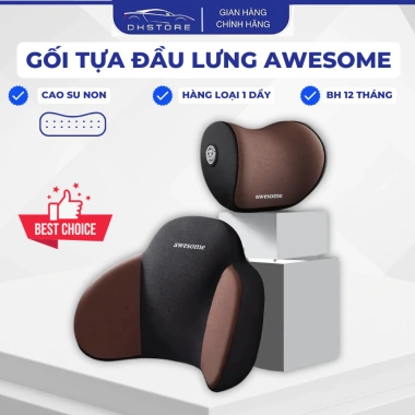 Gối Tựa Đầu & Kê Lưng Ô Tô AWESOME Cao Su Non Thoáng Khí - Chống Mỏi Lưng Vai Gáy 100k