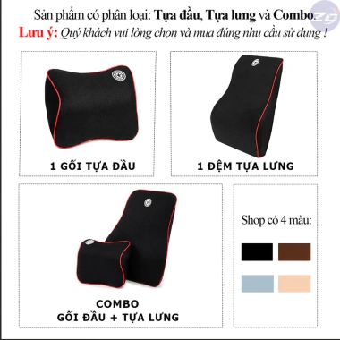 Gối tựa đầu & kê lưng ô tô cao su non nỉ cao cấp - Chống đau, thoải mái, chỉ 75.000₫ 2