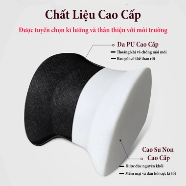 Gối Tựa Đầu & Lưng Ô Tô Cao Su Non Bọc Da – Thoáng Khí, Chống Đau Lưng, Mỏi Cổ – 145k Hoàng Nam Auto