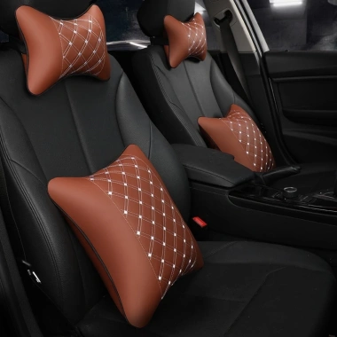 Gối Tựa Đầu & Lưng Ô Tô Da Cao Cấp - Chống Đau Cổ Vai, Thoải Mái Khi Lái Xe T08
