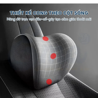 Gối tựa đầu & lưng ô tô Hi-Sleep - Giảm đau cổ vai gáy, chống mỏi lưng, êm ái thoáng khí