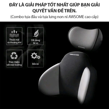 Gối tựa đầu ô tô Awesome - Đàn hồi, thoáng khí, hỗ trợ lưng, mang cảm giác dễ chịu khi lái 4